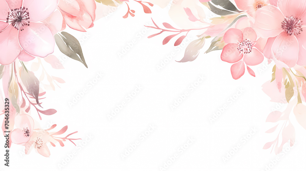 Naklejka premium Floral frame with decorative flowers, decorative flower background pattern, floral border background