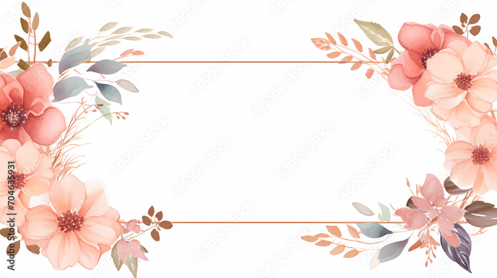Fototapeta premium Floral frame with decorative flowers, decorative flower background pattern, floral border background