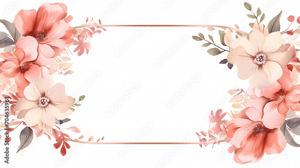 Fototapeta premium Floral frame with decorative flowers, decorative flower background pattern, floral border background