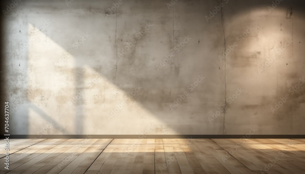 Concrete background with sunlight in a loft. Empty concrete wall with wooden floor for design. Concrete background with sunlight in a loft. Empty concrete wall with wooden floor for design.