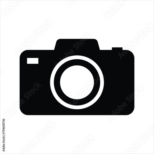 black camera icon vector isolated on white