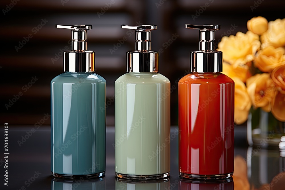 Shampoo bottle. Cosmetic lotion, gel, soap dispenser blank mockup, design of plastic package for shower cream, bath product. Moisturizer template mock up, pump dispenser Shampoo bottle. Cosmetic lotion, gel, soap dispenser blank mockup, design of plastic package for shower cream, bath product. Moisturizer template mock up, pump dispenser