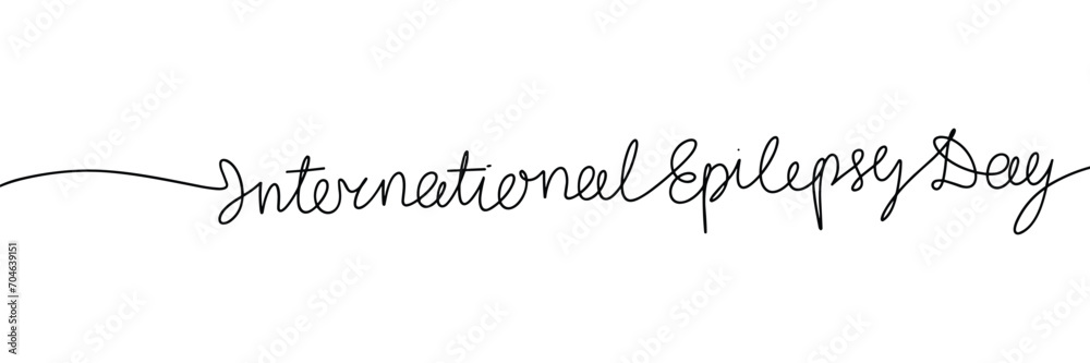 International Epilepsy Day one line continuous short phrase. Handwriting line art holiday text. Hand drawn vector art International Epilepsy Day one line continuous short phrase. Handwriting line art holiday text. Hand drawn vector art