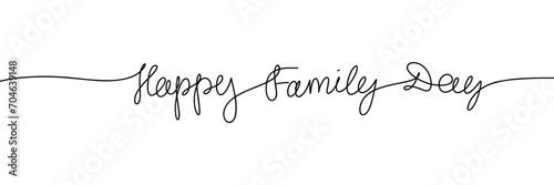 Happy Family Day one line continuous short phrase. Handwriting line art holiday text. Hand drawn vector art