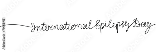 International Epilepsy Day one line continuous short phrase. Handwriting line art holiday text. Hand drawn vector art