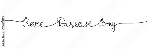 Rare Disease Day one line continuous short phrase. Handwriting line art holiday text. Hand drawn vector art