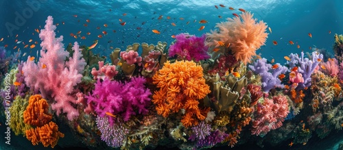 Soft corals compete for space on a diverse coral reef in Raja Ampat  Indonesia  one of Earth s most diverse marine habitats.