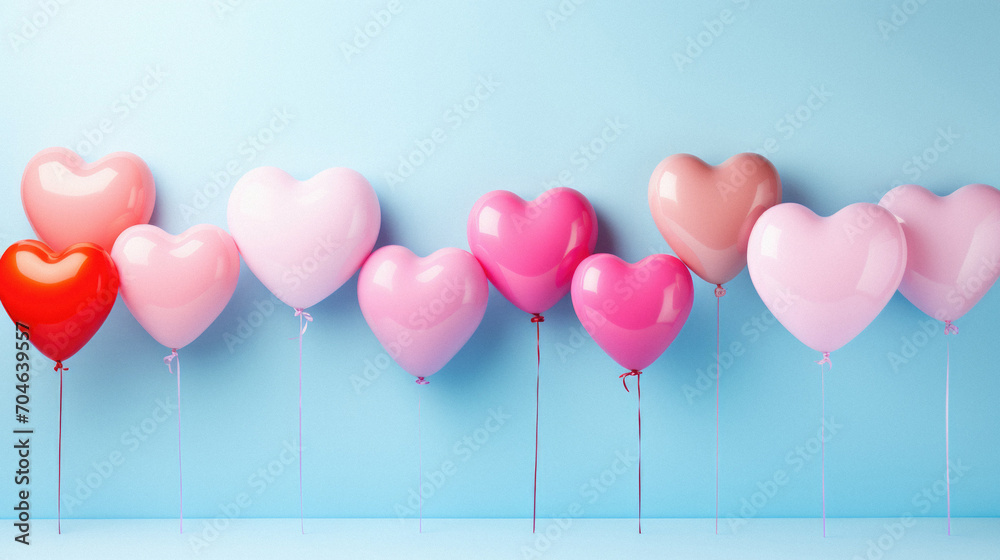 Valentine's day background with heart shaped balloons.