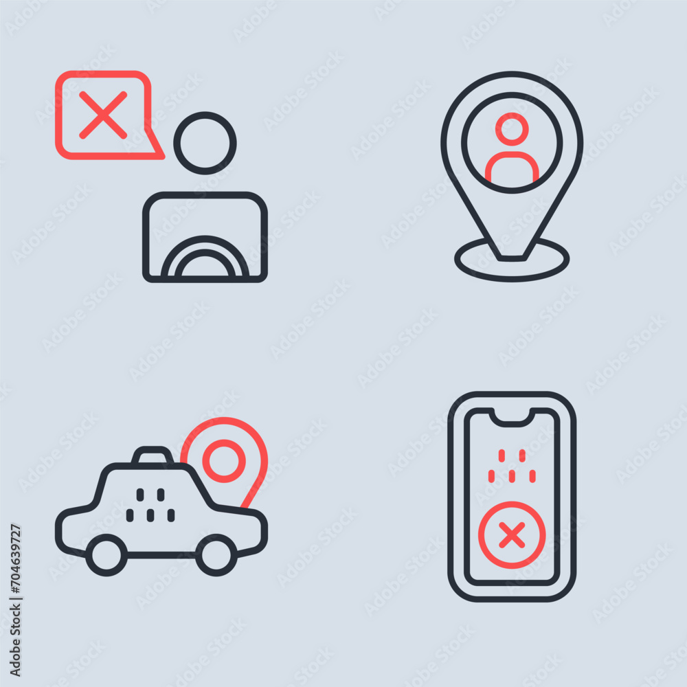 Set line Taxi client, Location taxi car, mobile app and driver icon. Vector Set line Taxi client, Location taxi car, mobile app and driver icon. Vector