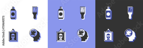 Set Paint spray, can, Picture and brush icon. Vector