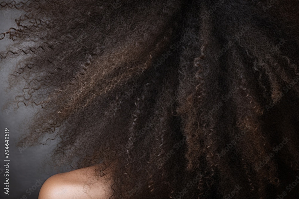 Fototapeta premium Dark brown afro hair curly close-up texture