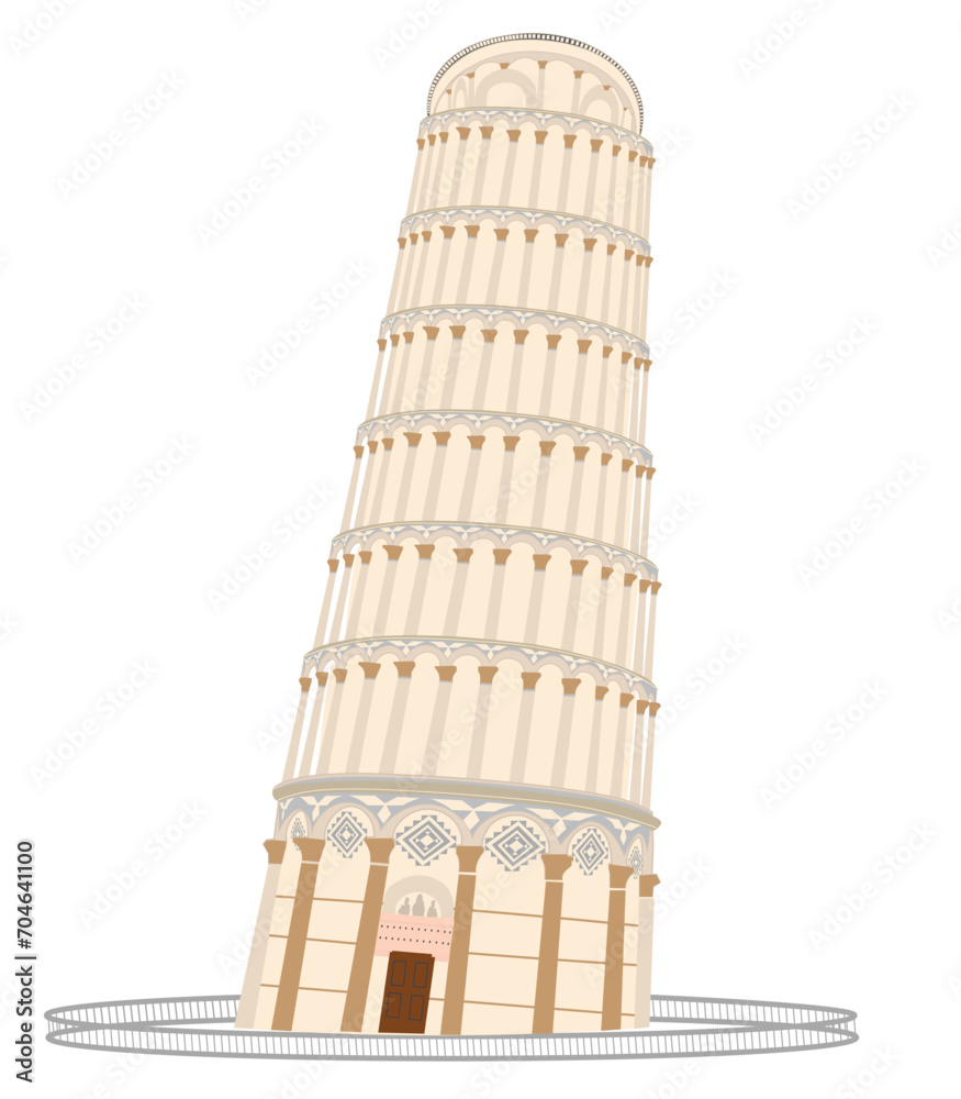 The Leaning Tower of Pisa Italy Detailed Vector