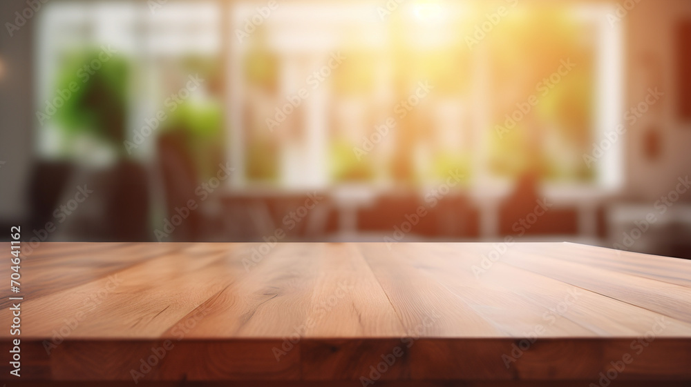 Empty wooden table with blurry home background, kitchen, cosy home display, backdrop, product display template, business and product presentation, rustic wood table Empty wooden table with blurry home background, kitchen, cosy home display, backdrop, product display template, business and product presentation, rustic wood table
