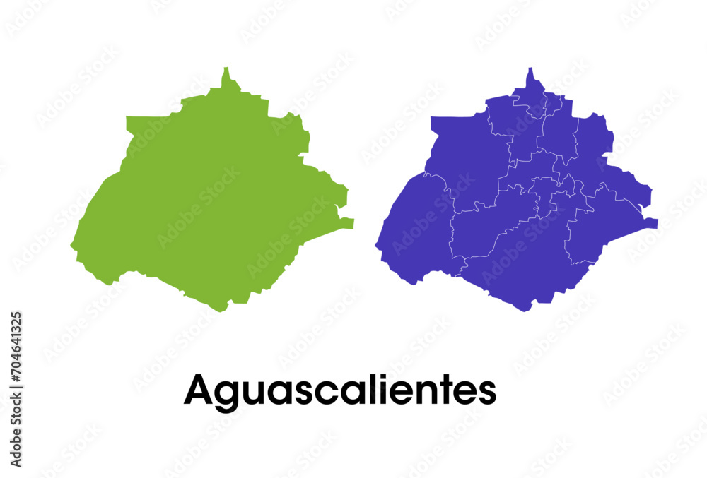 Aguascalientes state map in mexico  