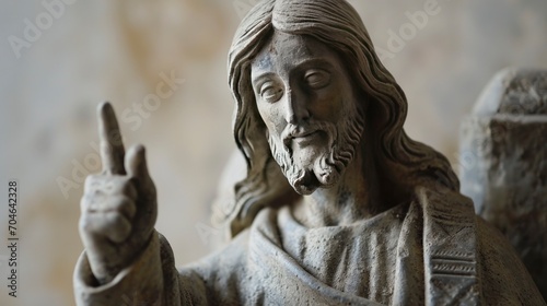 happy jesus winking thumbs up and pointing, statue, mene