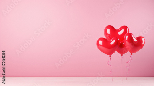 Valentine's day background with heart shaped balloons. .