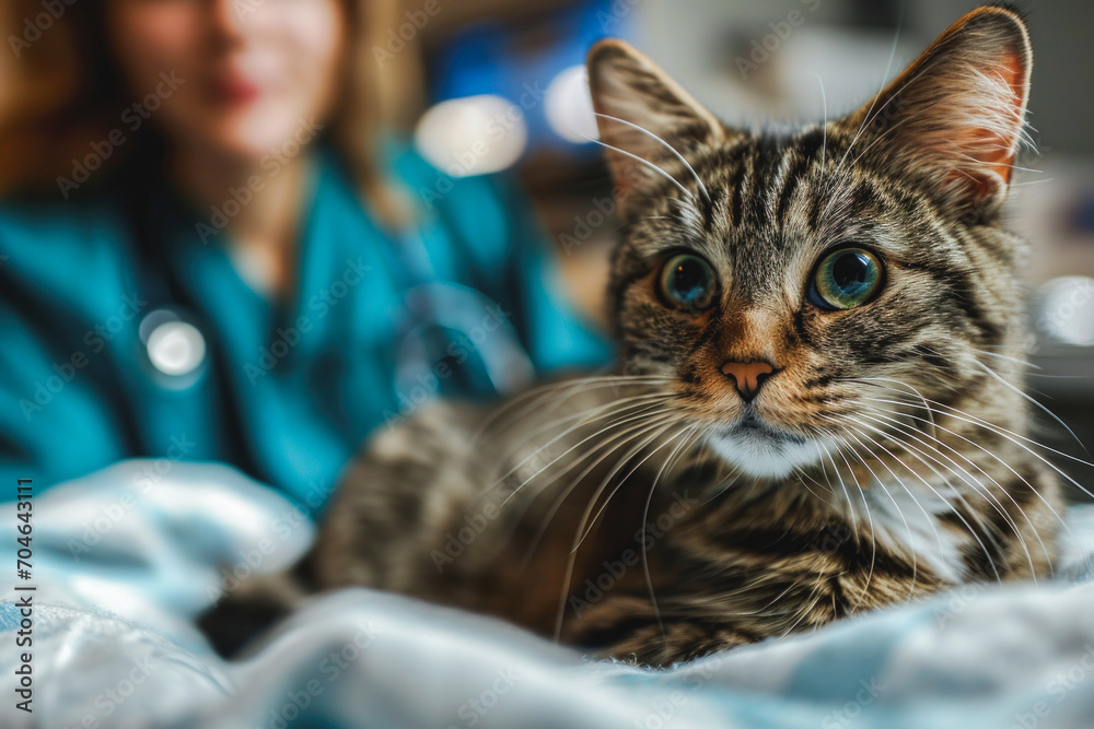 Close up of a Cat at the Veterinary. Animal Concept. Close up of a Cat at the Veterinary. Animal Concept.