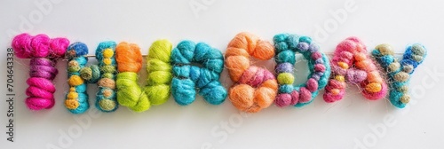 The word Thursday in colorf...