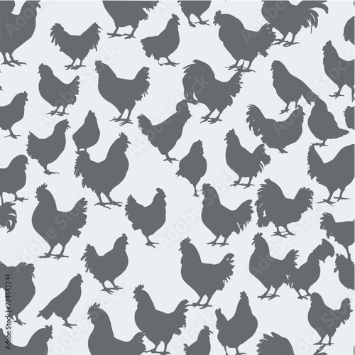 Seamless pattern with chickens, vector