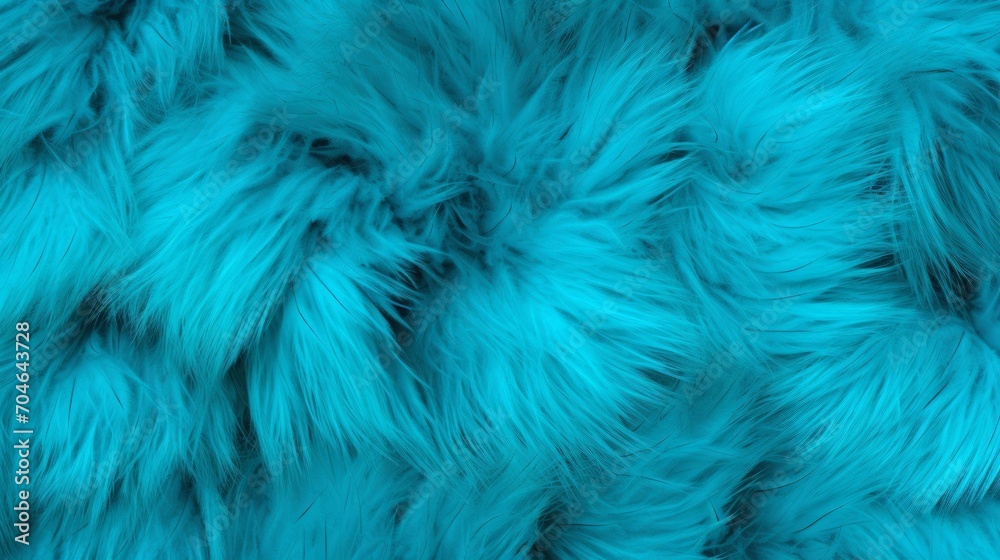 Obraz premium Close-up of a vibrant blue fur texture with various shades of turquoise. Dyed animal fur. Concept is Softness, Comfort and Luxury. Can be used as Background, Fashion, Textile, Interior Design