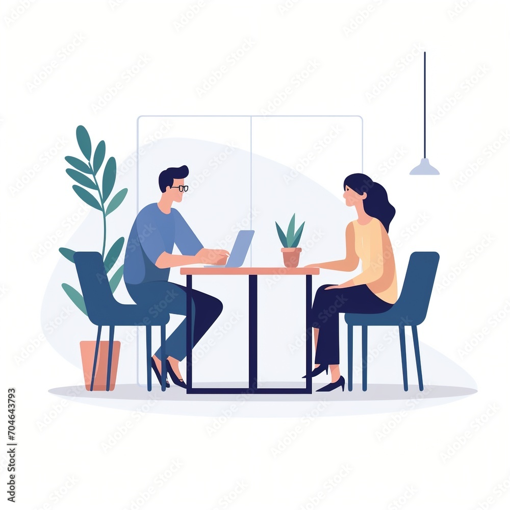 Business meeting of two people in a modern office