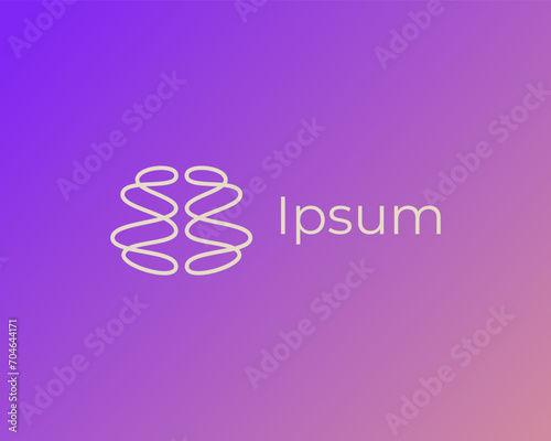 Abstract waves logo. Creative brain iq intelligence vector logotype.
