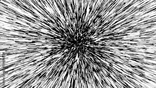 Warp speed background in white on black with varying speed.. Abstract particle background. photo