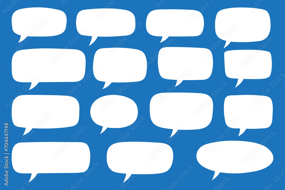Set of hand drawn speech bubbles. Speak bubble text, cartoon chatting box, message box. Blank empty white speech bubbles. Set of hand drawn speech bubbles. Speak bubble text, cartoon chatting box, message box. Blank empty white speech bubbles.