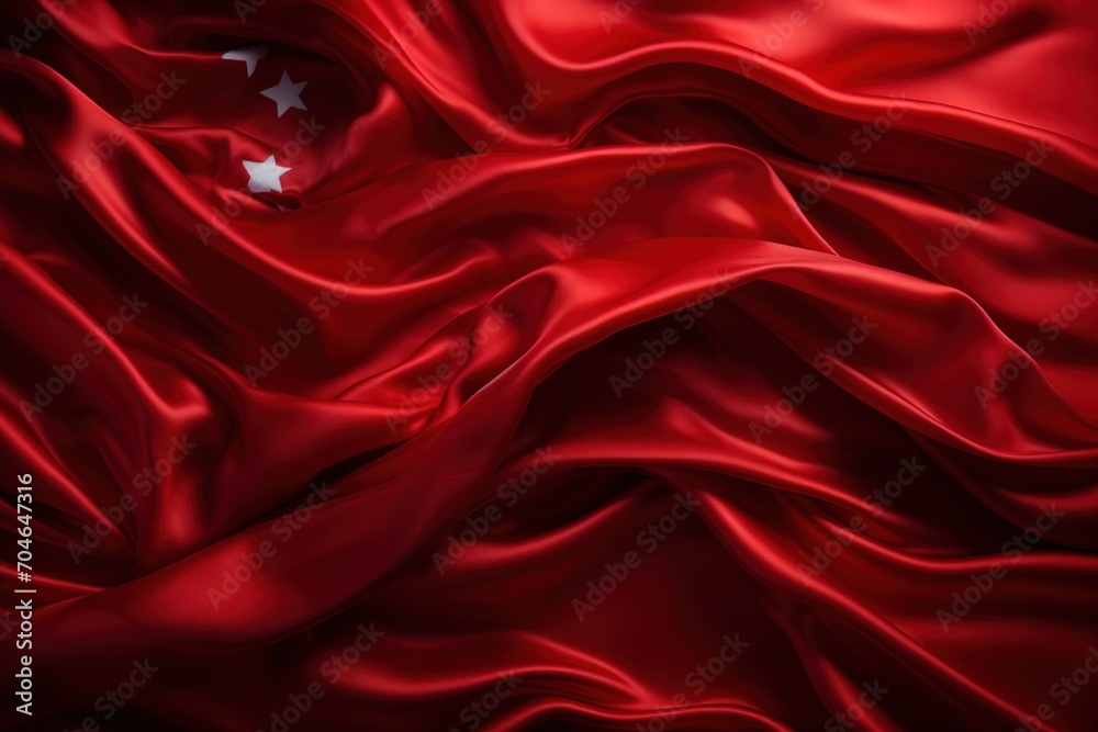 Red silk fabric with three white stars Red silk fabric with three white stars