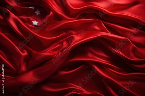 Red silk fabric with three white stars