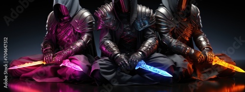 knight use neon armor and swords