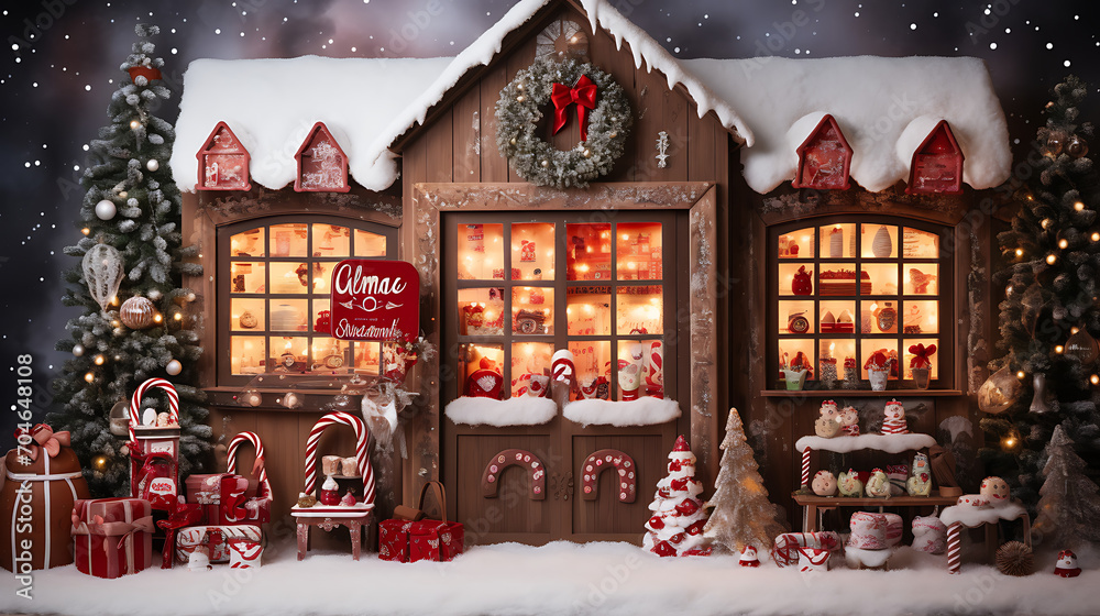 Gingerbread Digital Backdrops, Christmas Digital Background, Christmas Candy Shop Cart, Phogtography Overlay for Toddler, Kids, Pets