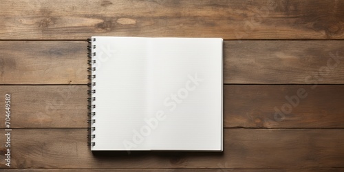 Empty notebook seen from above on desk photo