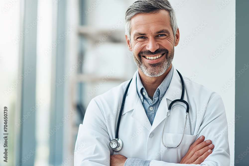 The doctor smiles in the medical office The doctor smiles in the medical office