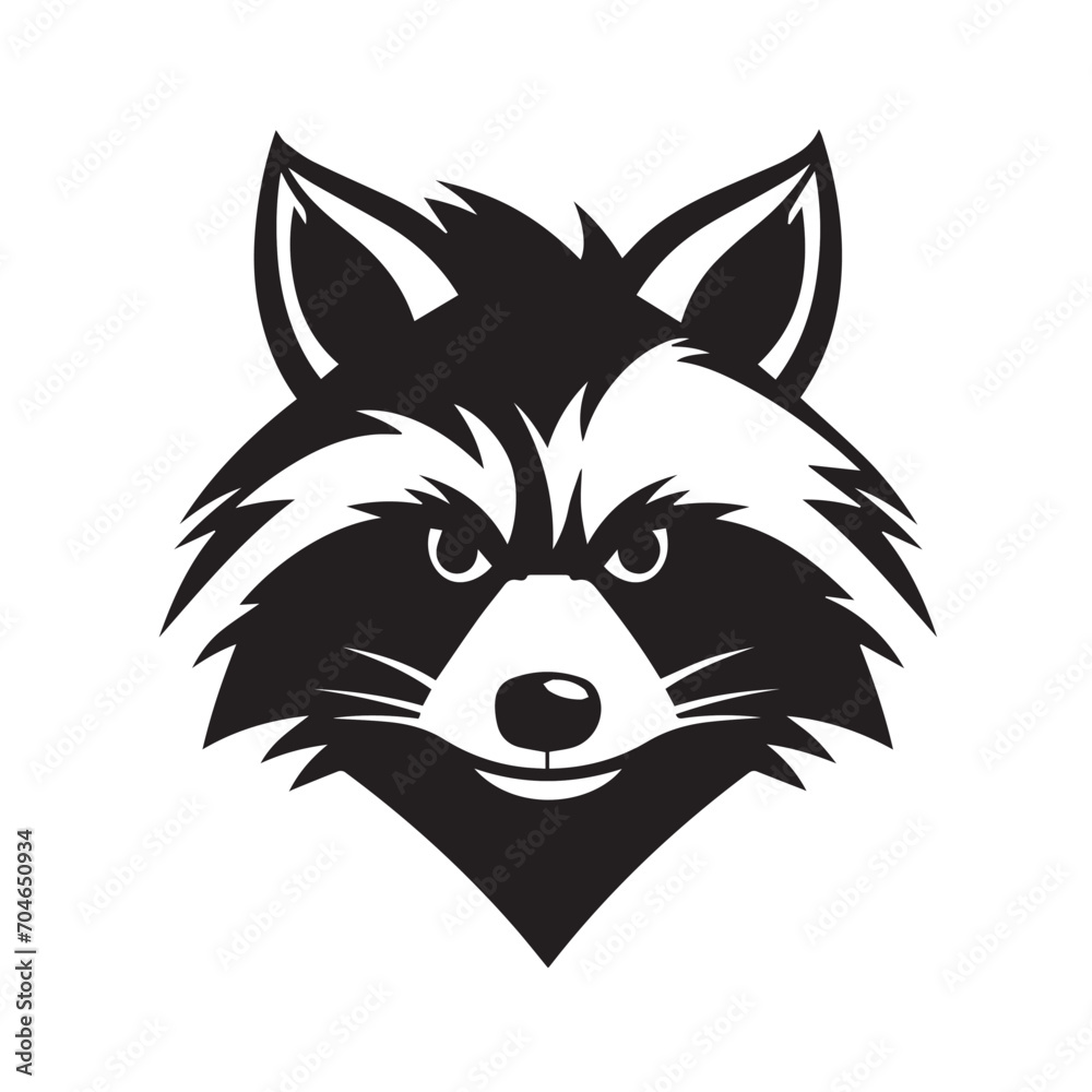 Obraz premium Raccoon in cartoon, doodle style. Isolated 2d vector illustration in logo, icon, sketch style, Eps 10, black and white. AI Generative