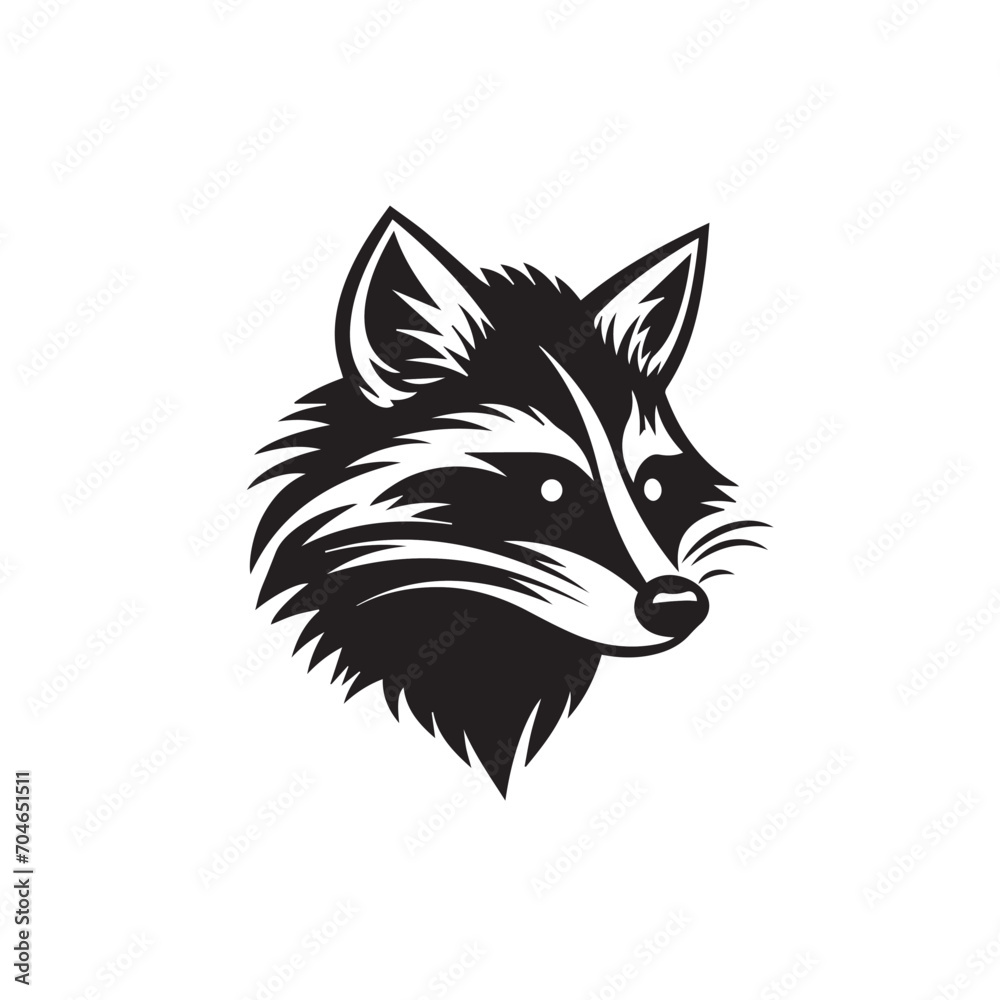 Raccoon in cartoon, doodle style. Isolated 2d vector illustration in logo, icon, sketch style, Eps 10, black and white. AI Generative