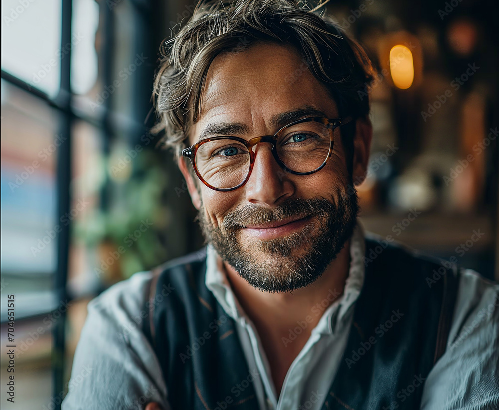 portrait of a middle-aged man. close-up portrait of a middle-aged man. close-up