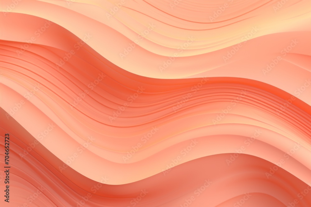 Obraz premium Abstract wavy pattern in peach fuzz and apricot crush colors, monochrome background.