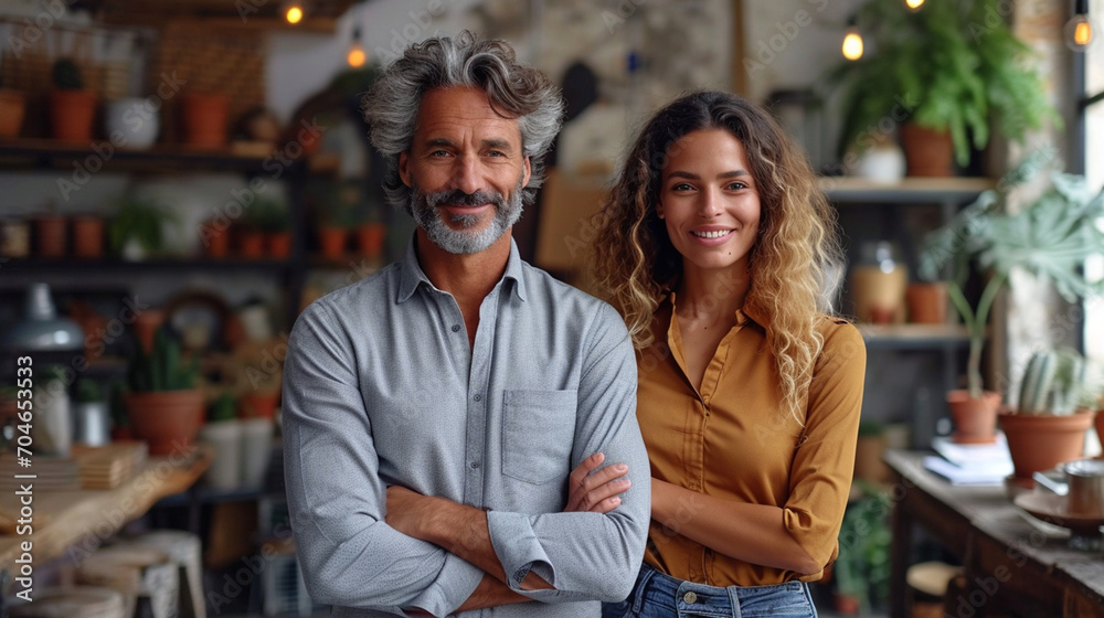 a man and woman proud to run their own business a man and woman proud to run their own business