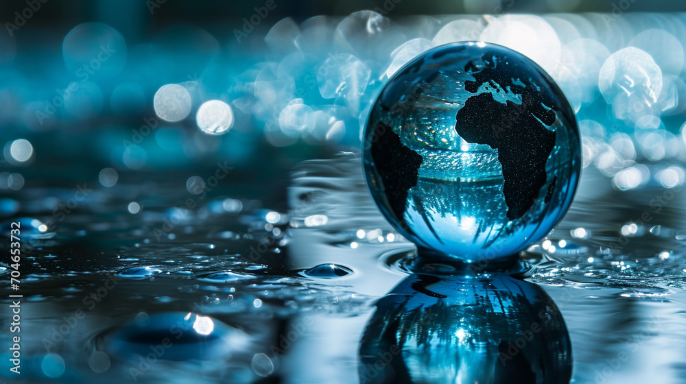 glass world ball on a bluish background glass world ball on a bluish background