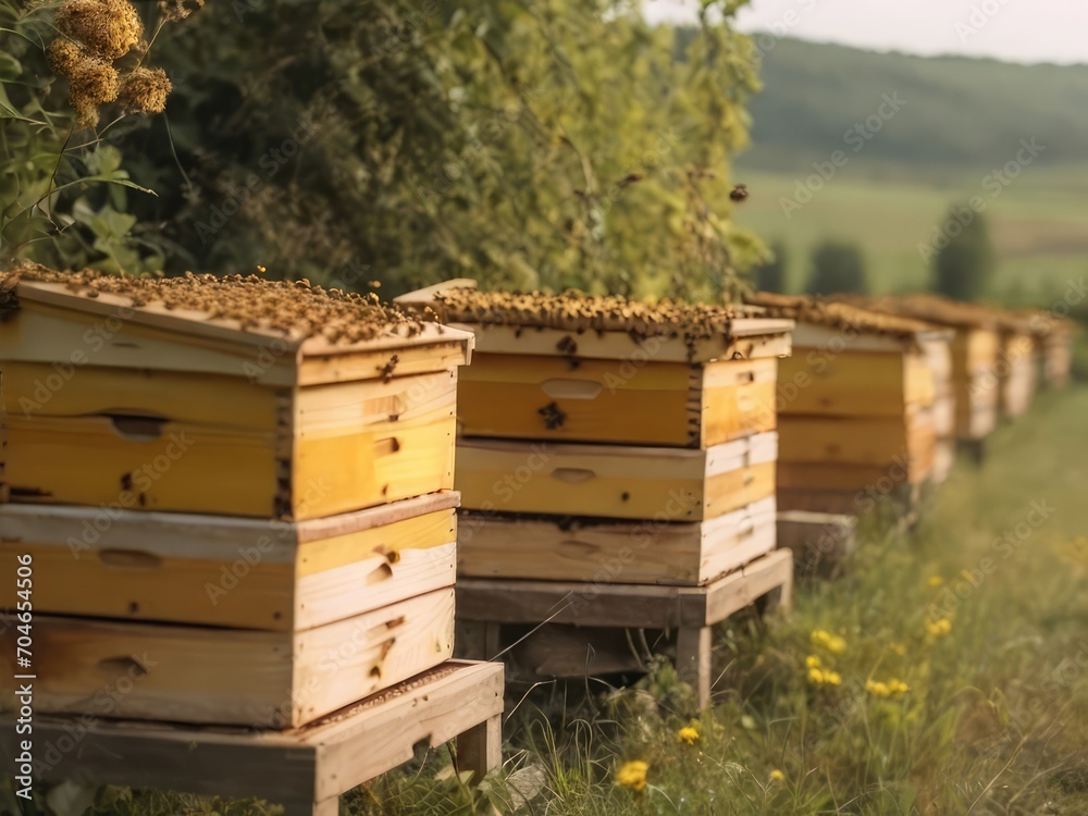 bee hives in the forest,Generative with AI bee hives in the forest,Generative with AI