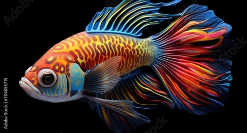 3D illustration of a colorful Betta fish