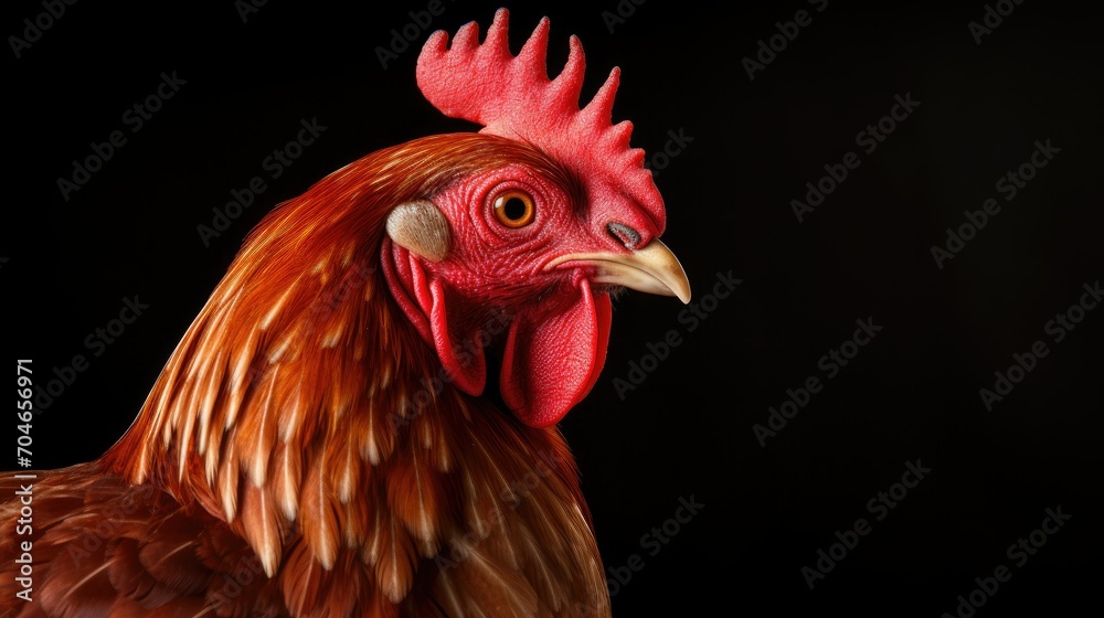 rooster on a black background