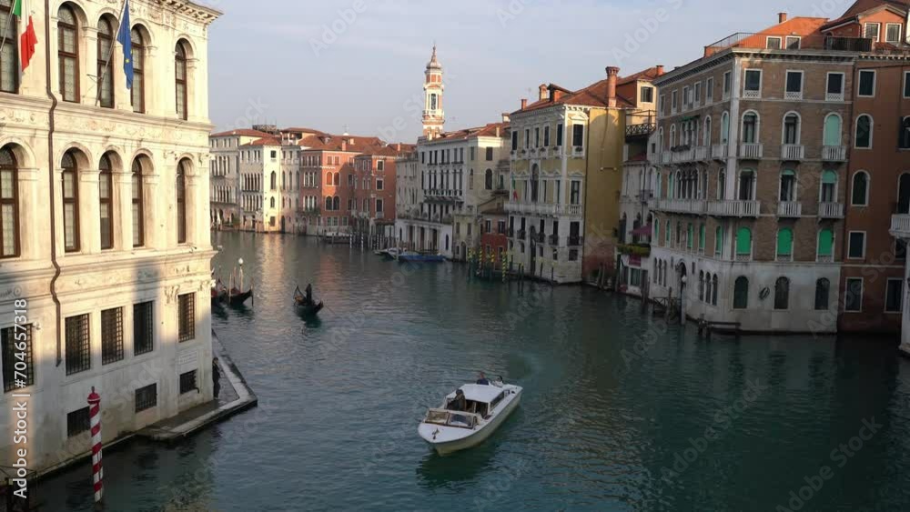 Morning view of Canal Grande from Ponte di Rialto bridge in Venice, Italy Morning view of Canal Grande from Ponte di Rialto bridge in Venice, Italy