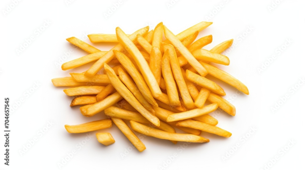 top-down photo of French Fries isolated on a white background top-down photo of French Fries isolated on a white background