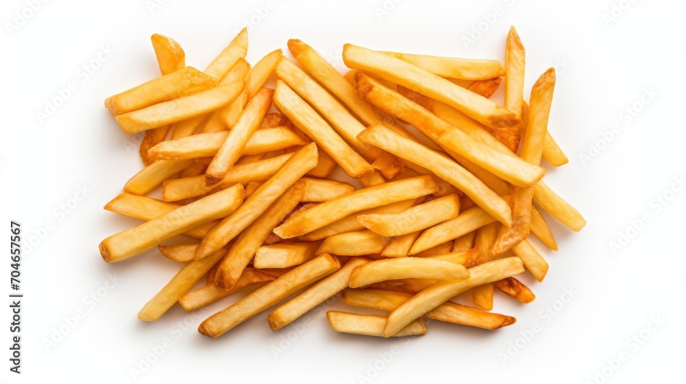 top-down photo of French Fries isolated on a white background top-down photo of French Fries isolated on a white background