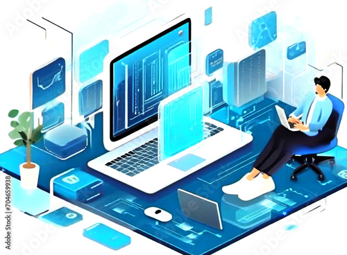 Wallpaper Mural Scene showing a group of engineers developing and creating mobile apps.., generative ai Torontodigital.ca