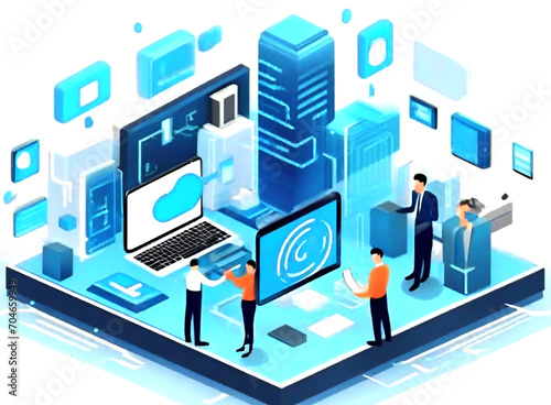 Wallpaper Mural Scene showing a group of engineers developing and creating mobile apps.., generative ai Torontodigital.ca