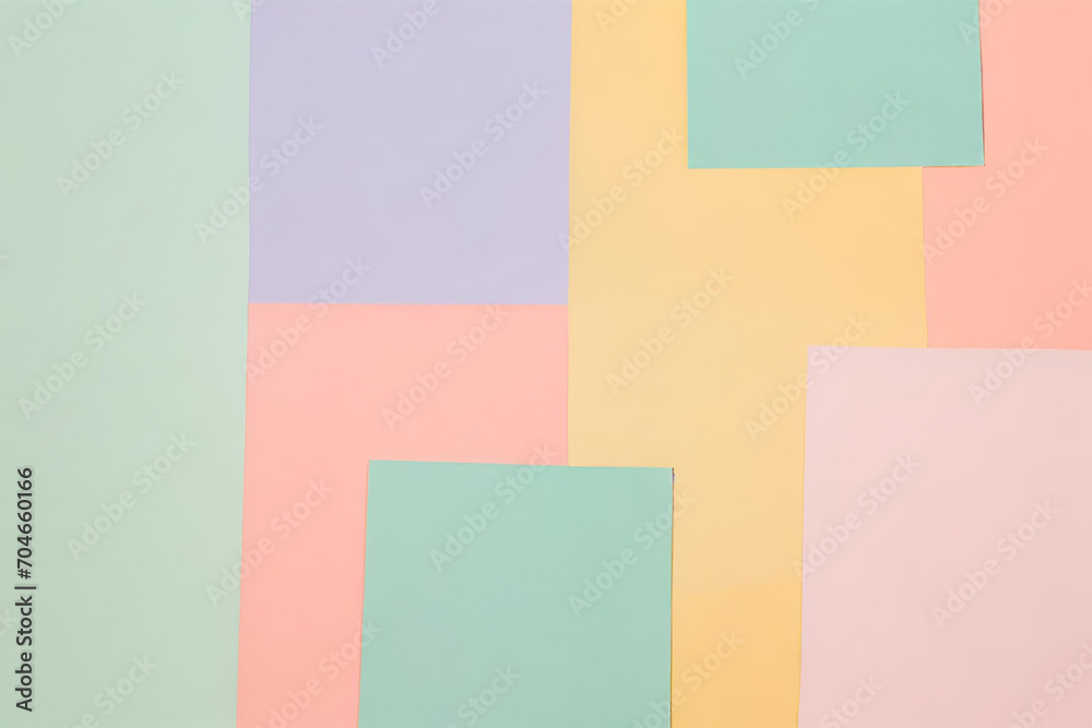Paper-cut style shapes and designs in pastel colors, Pastel background