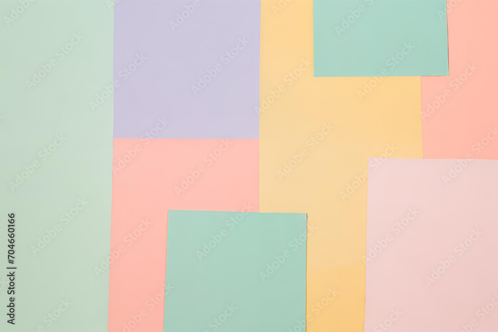 Fototapeta premium Paper-cut style shapes and designs in pastel colors, Pastel background